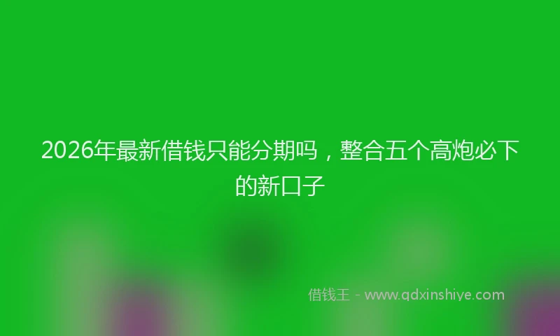 2026年最新借钱只能分期吗，整合五个高炮必下的新口子