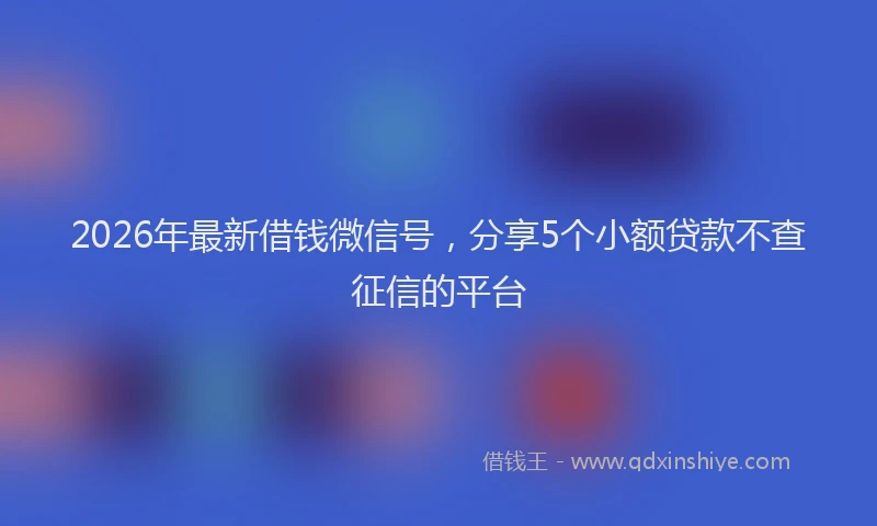 2026年最新借钱微信号,分享5个小额贷款不查征信的平台