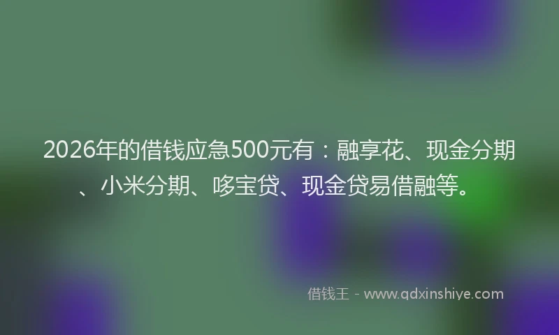 2026年的借钱应急500元有:融享花、现金分期、小米分期、哆宝贷、现金贷易借融等。