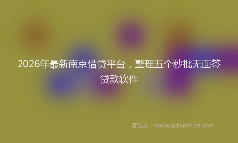 2026年最新南京借贷平台，整理五个秒批无面签贷款软件