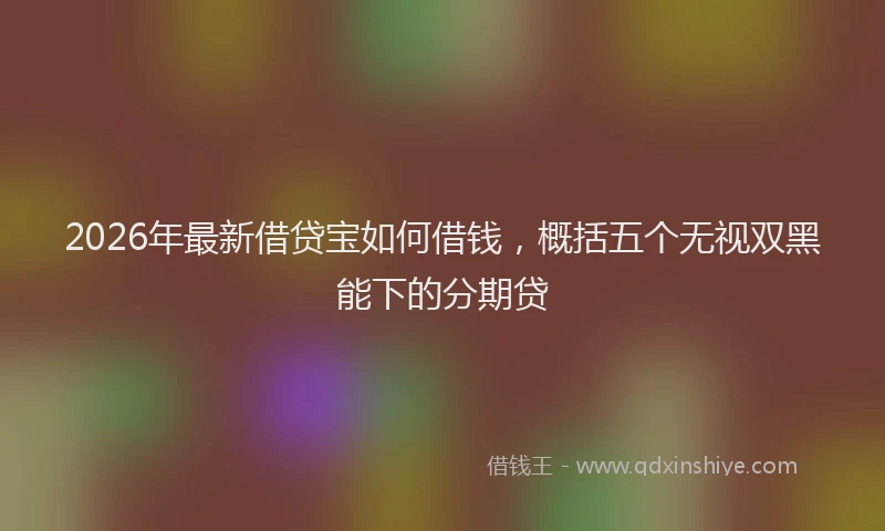 2026年最新借贷宝如何借钱，概括五个无视双黑能下的分期贷