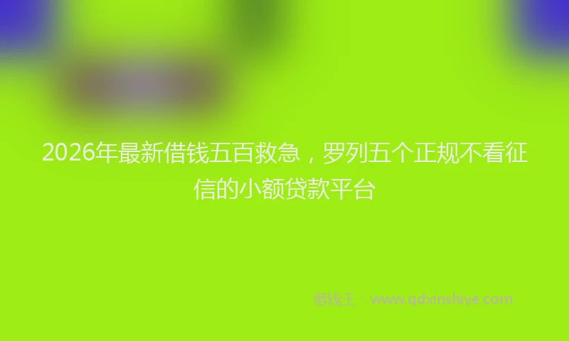 2026年最新借钱五百救急，罗列五个正规不看征信的小额贷款平台