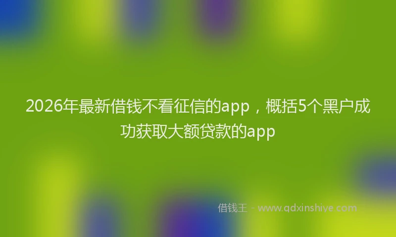 2026年最新借钱不看征信的app，概括5个黑户成功获取大额贷款的app