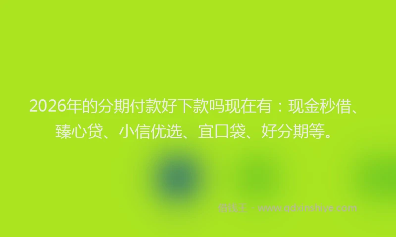 2026年的分期付款好下款吗现在有:现金秒借、臻心贷、小信优选、宜口袋、好分期等。