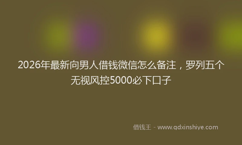 2026年最新向男人借钱微信怎么备注，罗列五个无视风控5000必下口子