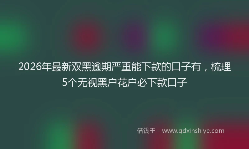 2026年最新双黑逾期严重能下款的口子有,梳理5个无视黑户花户必下款口子