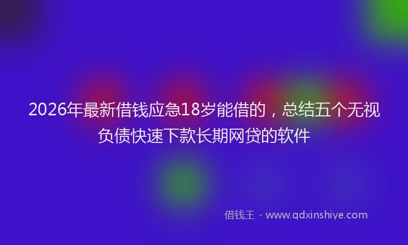 2026年最新借钱应急18岁能借的,总结五个无视负债快速下款长期网贷的软件