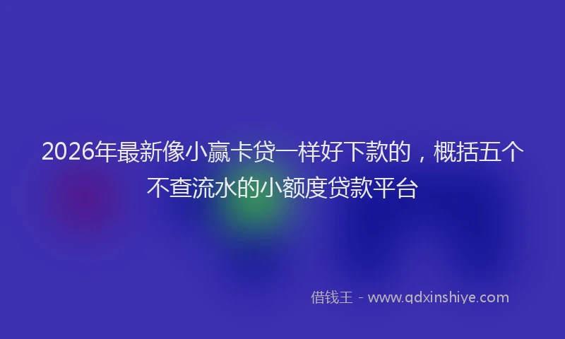 2026年最新像小赢卡贷一样好下款的，概括五个不查流水的小额度贷款平台