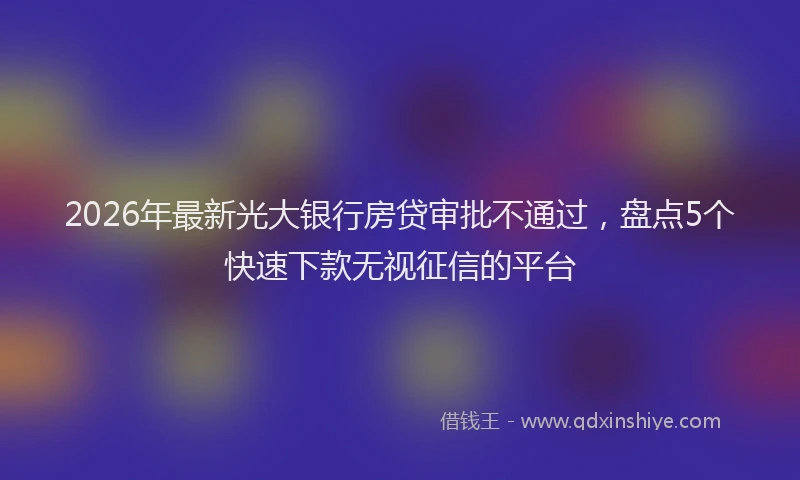 2026年最新光大银行房贷审批不通过，盘点5个快速下款无视征信的平台
