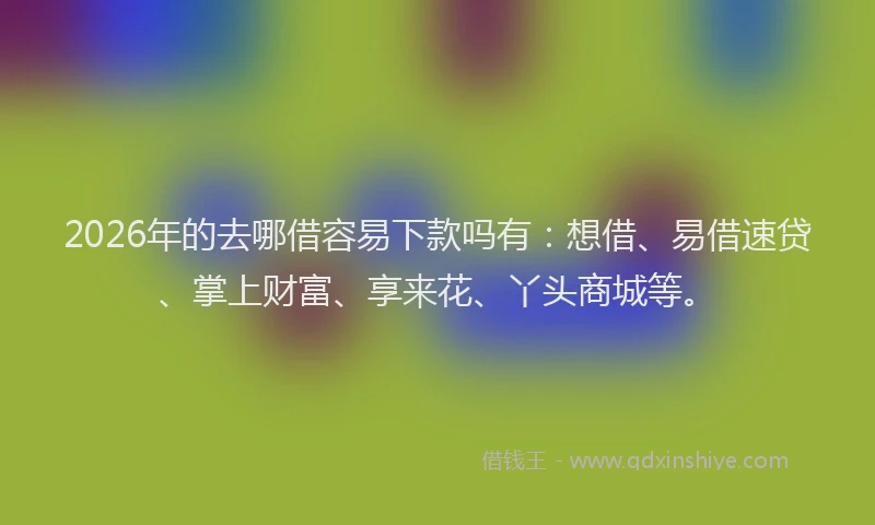 2026年的去哪借容易下款吗有：想借、易借速贷、掌上财富、享来花、丫头商城等。