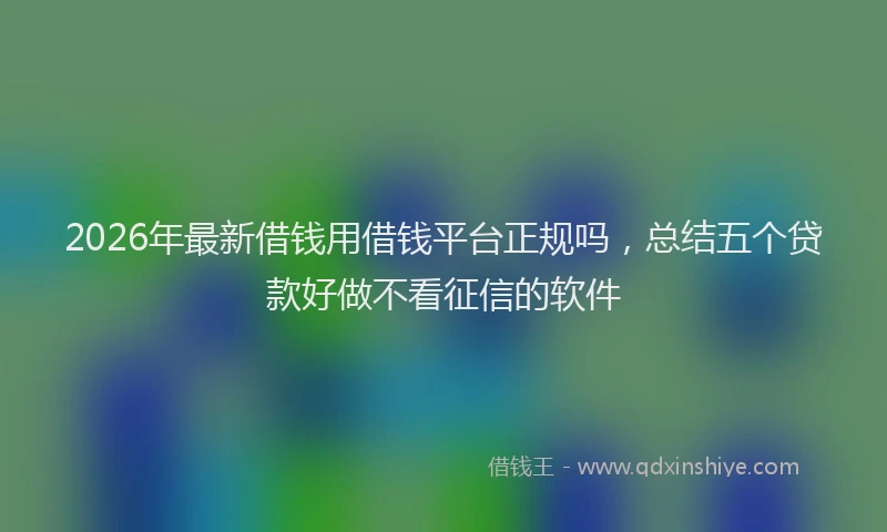 2026年最新借钱用借钱平台正规吗，总结五个贷款好做不看征信的软件