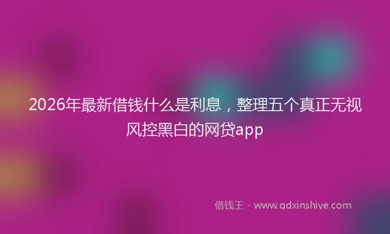 2026年最新借钱什么是利息，整理五个真正无视风控黑白的网贷app