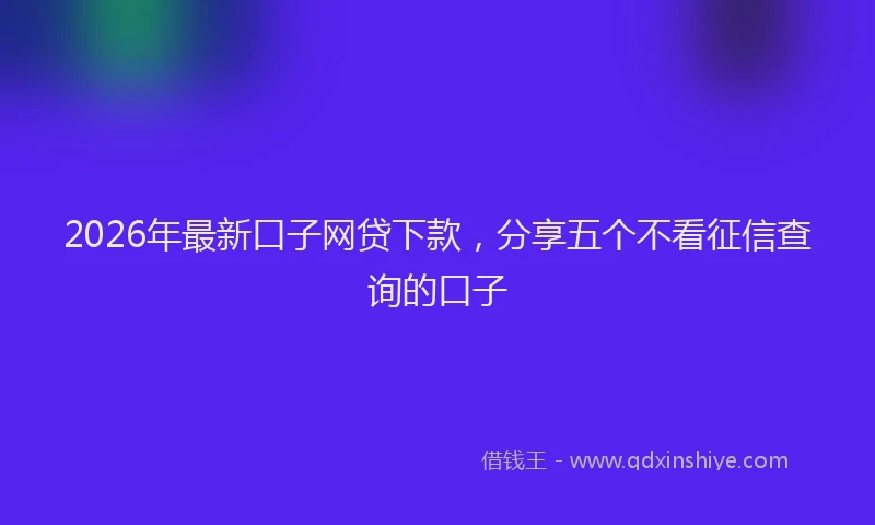 2026年最新口子网贷下款，分享五个不看征信查询的口子