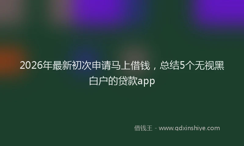 2026年最新初次申请马上借钱，总结5个无视黑白户的贷款app