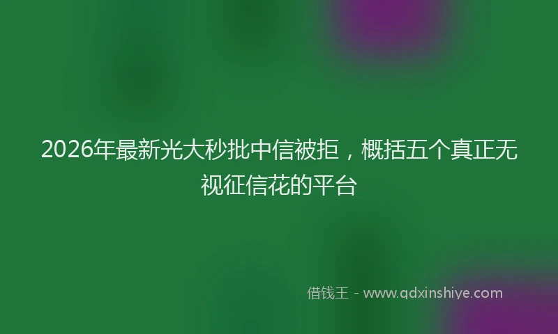 2026年最新光大秒批中信被拒，概括五个真正无视征信花的平台