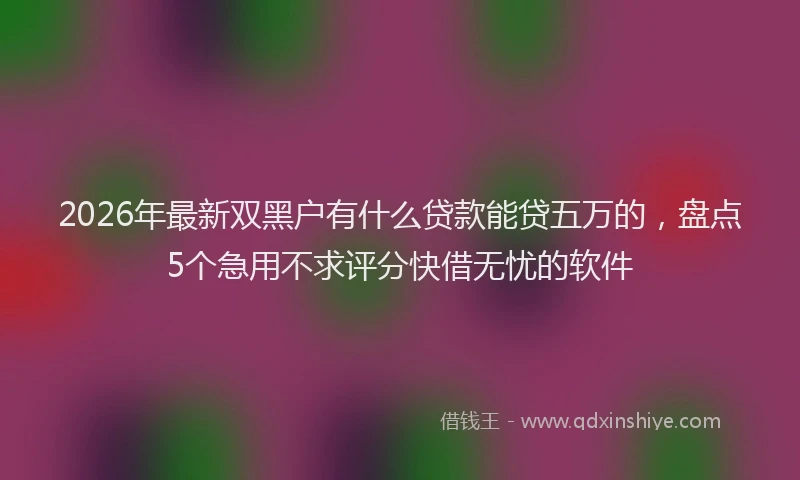 2026年最新双黑户有什么贷款能贷五万的，盘点5个急用不求评分快借无忧的软件
