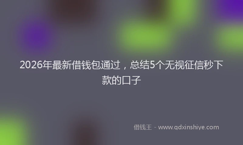 2026年最新借钱包通过，总结5个无视征信秒下款的口子