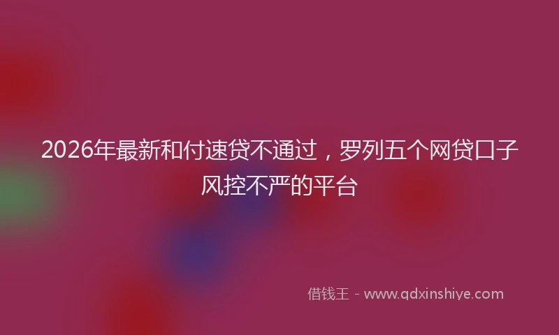 2026年最新和付速贷不通过,罗列五个网贷口子风控不严的平台