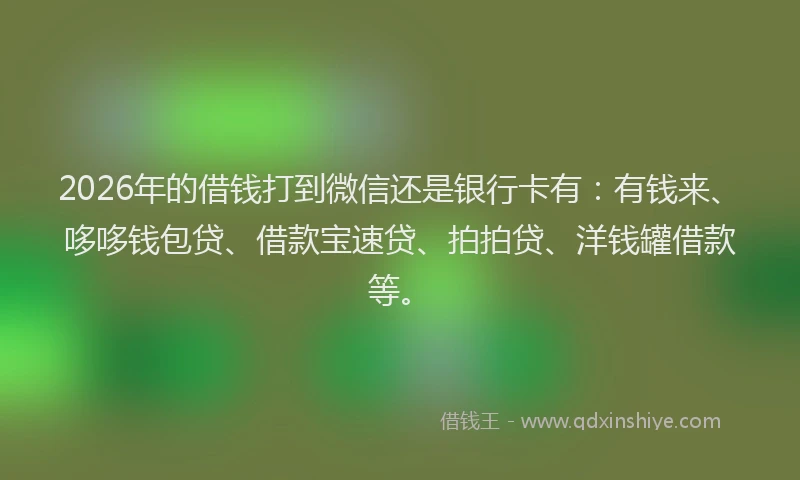 2026年的借钱打到微信还是银行卡有：有钱来、哆哆钱包贷、借款宝速贷、拍拍贷、洋钱罐借款等。