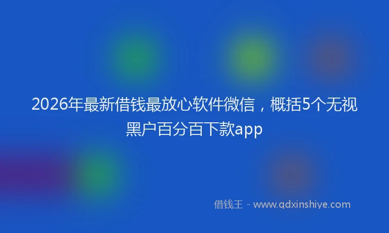 2026年最新借钱最放心软件微信，概括5个无视黑户百分百下款app