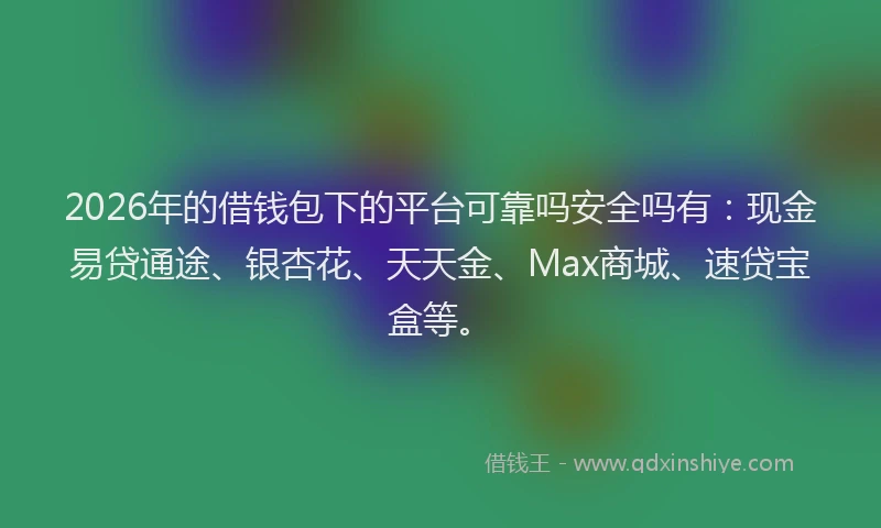 2026年的借钱包下的平台可靠吗安全吗有:现金易贷通途、银杏花、天天金、Max商城、速贷宝盒等。