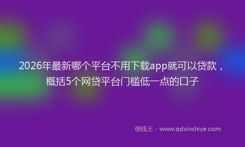 2026年最新哪个平台不用下载app就可以贷款,概括5个网贷平台门槛低一点的口子