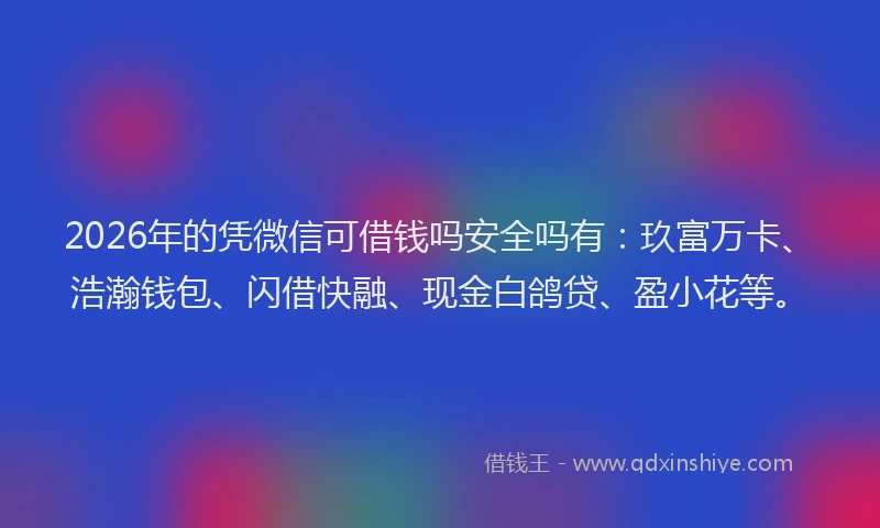 2026年的凭微信可借钱吗安全吗有:玖富万卡、浩瀚钱包、闪借快融、现金白鸽贷、盈小花等。