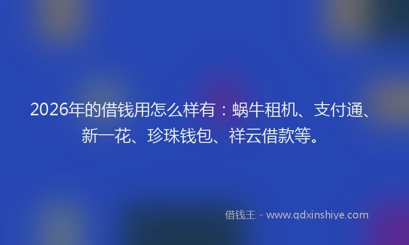 2026年的借钱用怎么样有：蜗牛租机、支付通、新一花、珍珠钱包、祥云借款等。