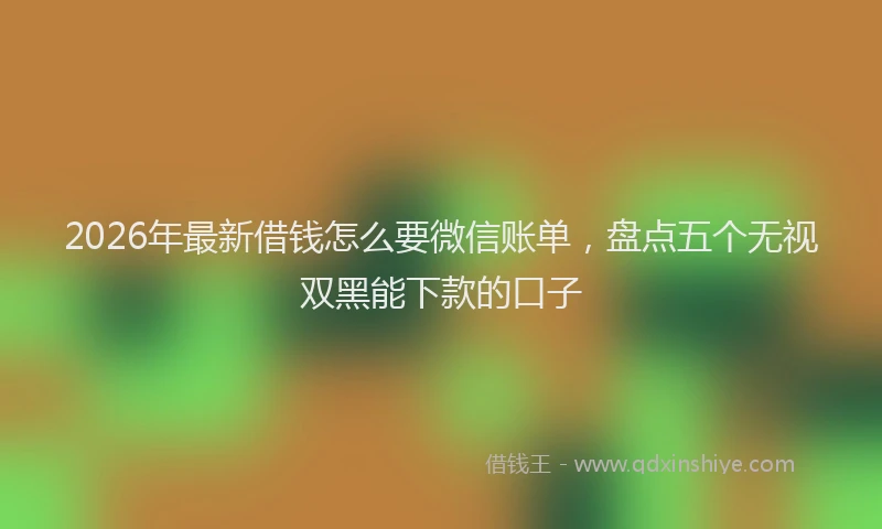 2026年最新借钱怎么要微信账单，盘点五个无视双黑能下款的口子