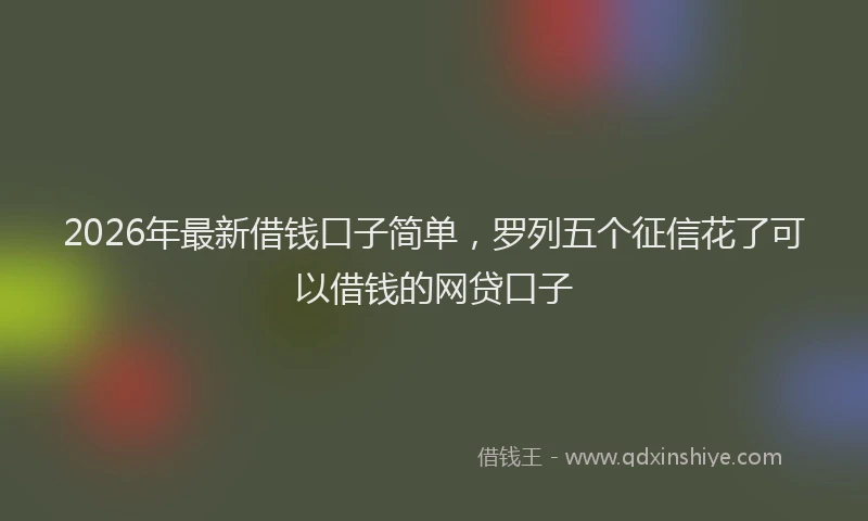 2026年最新借钱口子简单，罗列五个征信花了可以借钱的网贷口子