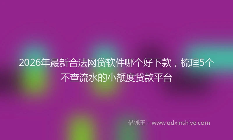 2026年最新合法网贷软件哪个好下款，梳理5个不查流水的小额度贷款平台