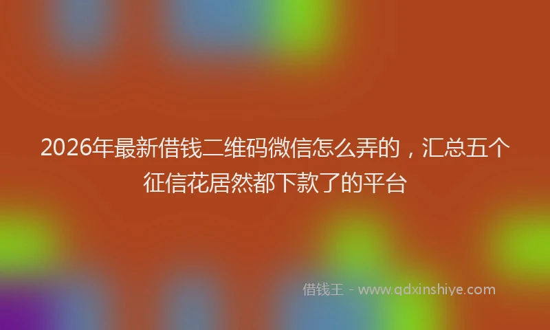 2026年最新借钱二维码微信怎么弄的，汇总五个征信花居然都下款了的平台