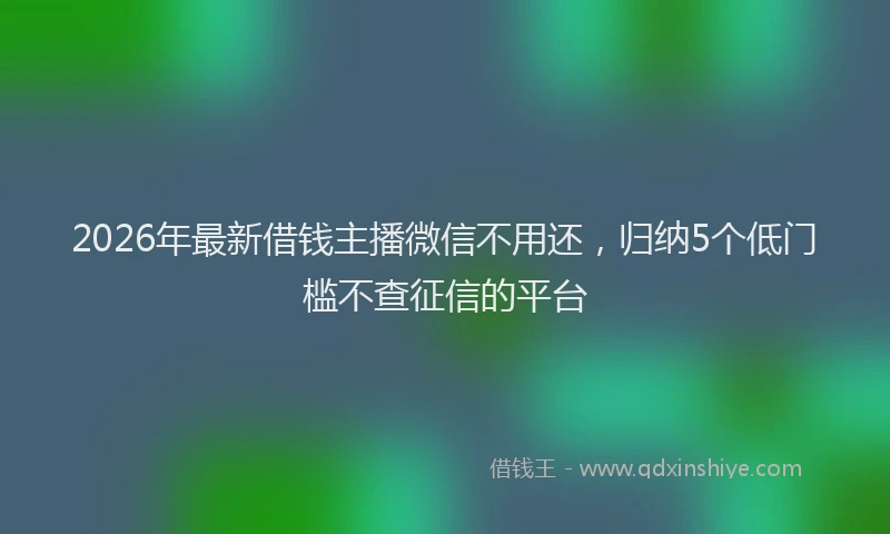 2026年最新借钱主播微信不用还,归纳5个低门槛不查征信的平台