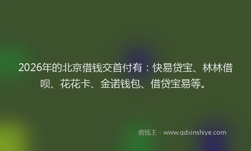 2026年的北京借钱交首付有：快易贷宝、林林借呗、花花卡、金诺钱包、借贷宝易等。