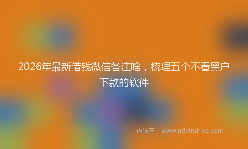 2026年最新借钱微信备注啥，梳理五个不看黑户下款的软件