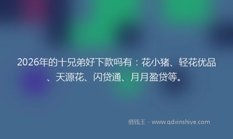 2026年的十兄弟好下款吗有：花小猪、轻花优品、天源花、闪贷通、月月盈贷等。