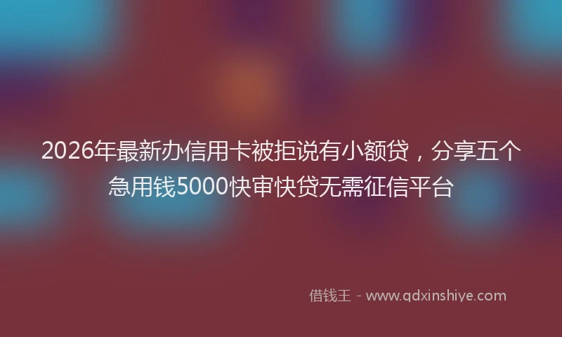 2026年最新办信用卡被拒说有小额贷,分享五个急用钱5000快审快贷无需征信平台