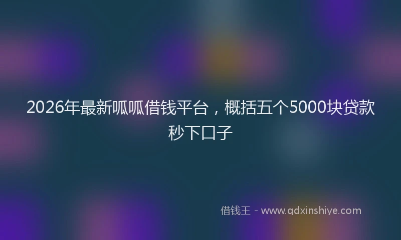 2026年最新呱呱借钱平台，概括五个5000块贷款秒下口子