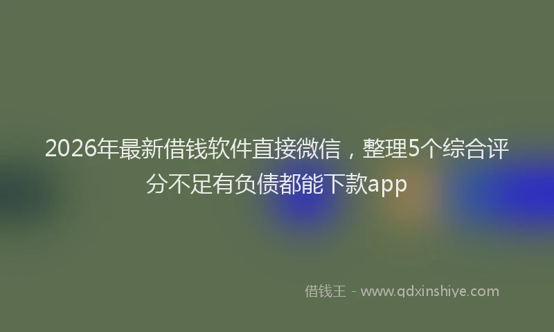 2026年最新借钱软件直接微信，整理5个综合评分不足有负债都能下款app