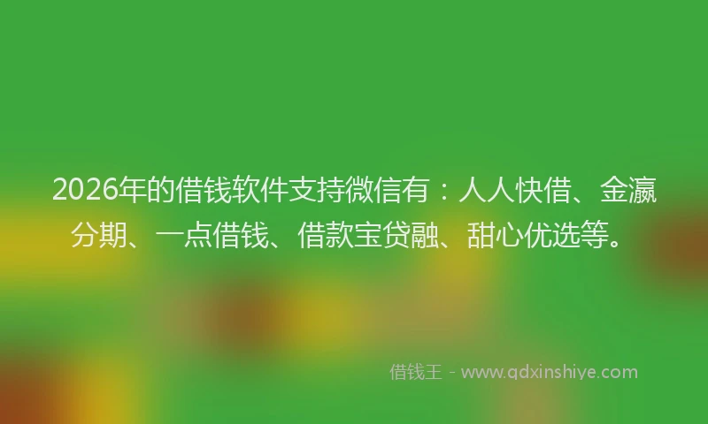 2026年的借钱软件支持微信有：人人快借、金瀛分期、一点借钱、借款宝贷融、甜心优选等。