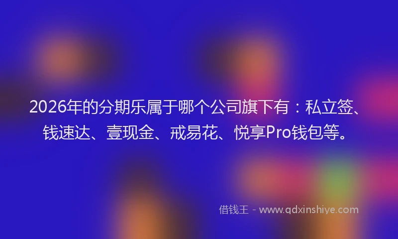 2026年的分期乐属于哪个公司旗下有：私立签、钱速达、壹现金、戒易花、悦享Pro钱包等。