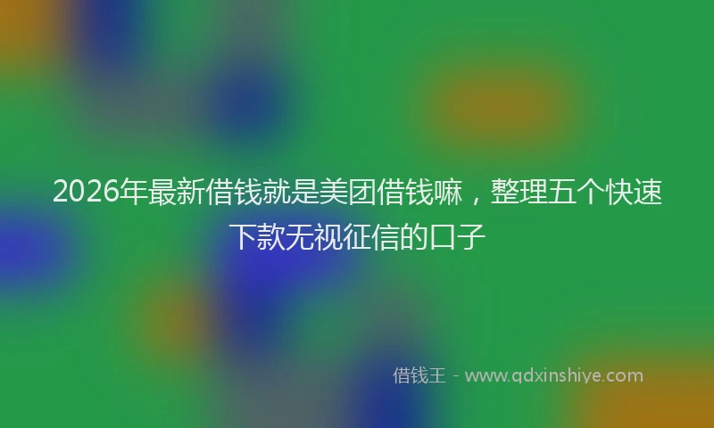 2026年最新借钱就是美团借钱嘛，整理五个快速下款无视征信的口子