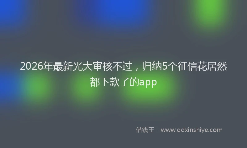 2026年最新光大审核不过，归纳5个征信花居然都下款了的app
