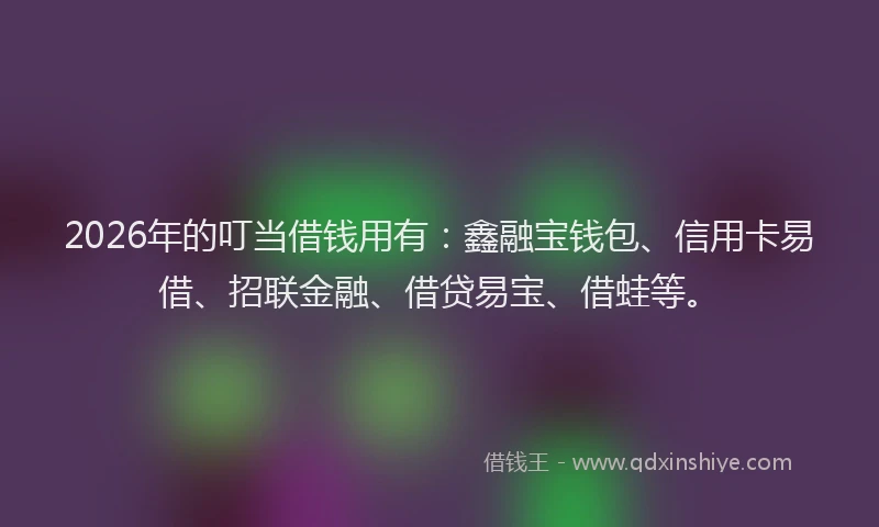 2026年的叮当借钱用有:鑫融宝钱包、信用卡易借、招联金融、借贷易宝、借蛙等。