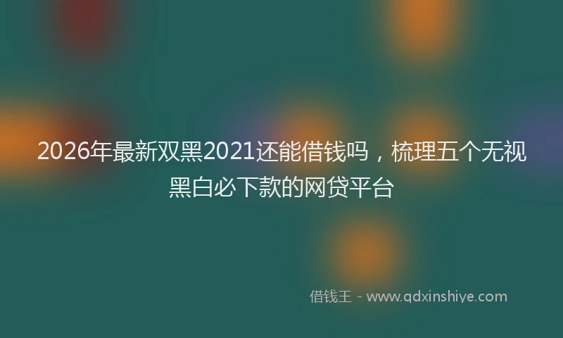 2026年最新双黑2021还能借钱吗,梳理五个无视黑白必下款的网贷平台