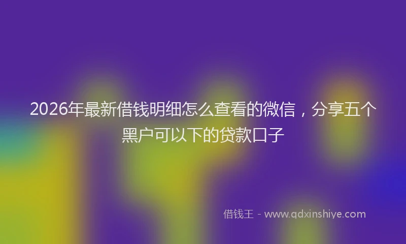 2026年最新借钱明细怎么查看的微信，分享五个黑户可以下的贷款口子