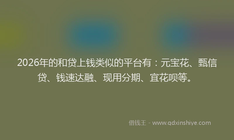 2026年的和贷上钱类似的平台有：元宝花、甄信贷、钱速达融、现用分期、宜花呗等。