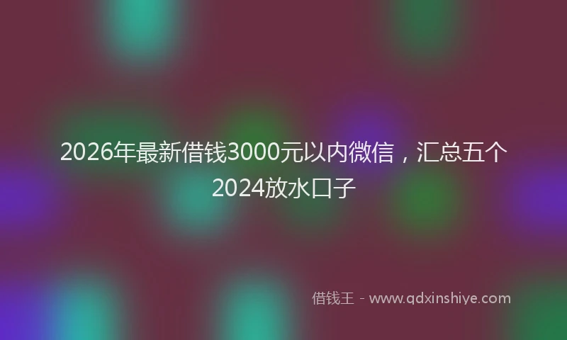 2026年最新借钱3000元以内微信，汇总五个2024放水口子