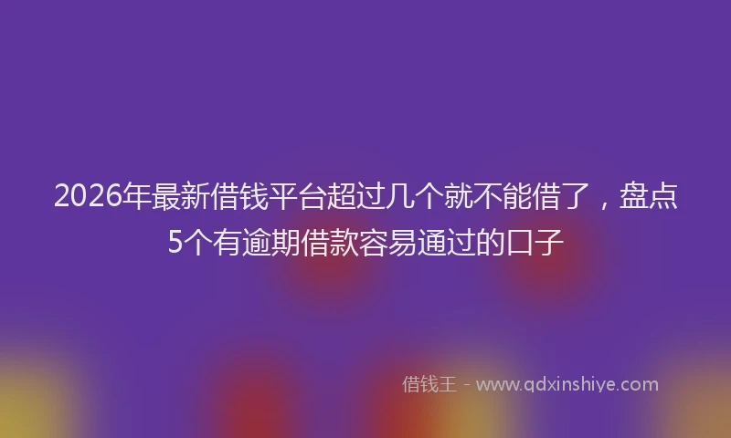 2026年最新借钱平台超过几个就不能借了，盘点5个有逾期借款容易通过的口子