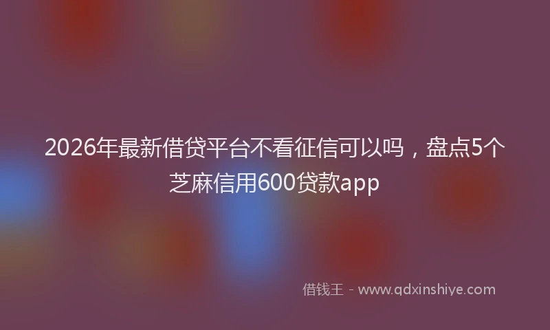 2026年最新借贷平台不看征信可以吗,盘点5个芝麻信用600贷款app